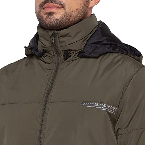 Image of Spykar Bottle Nylon Standard Length Full Sleeve Casual Jacket For Men