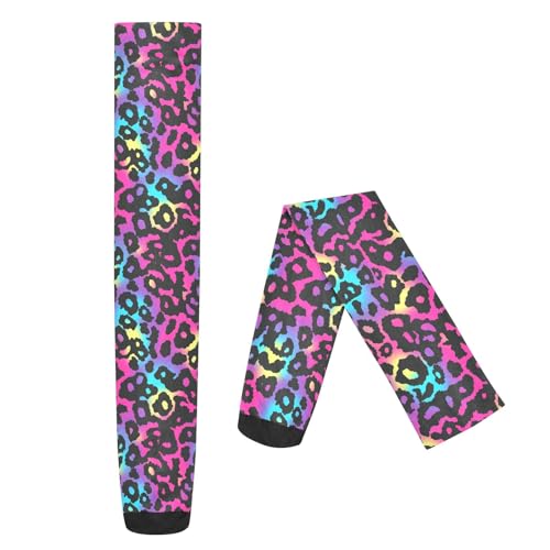 Neon Colorful Leopard Print Knee-High Socks Women Anti Slip High Thigh Socks for Pregnant Women for Proms Shoe Size 5-8/8-112