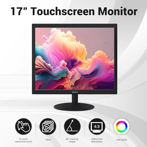 Image of SKitphrati 17 inch Square 1280x1024 10-Point Multi Touch Screen Monitor with HDMI, VGA, Type B Ports, 75Hz, 5:4 Aspect Ratio, VESA Wall Mountable, PC Touch Monitor for PC POS Machine Windows