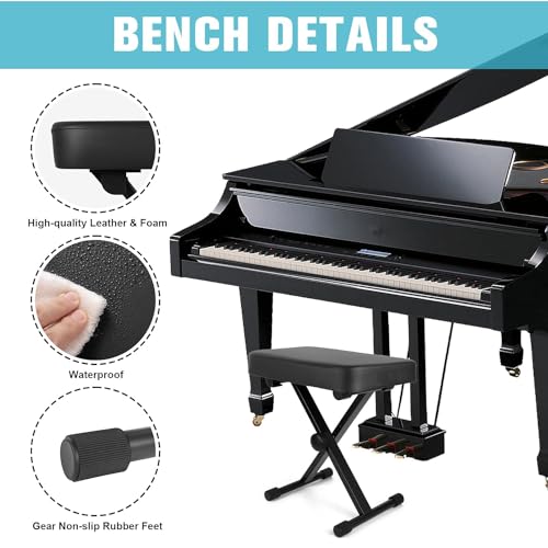 HEYOUTH Tabouret Piano Reglable en Hauteur,Chaise Piano 40-45-48-50CM,Stable Banquette Piano,Siège de Piano en Forme de X - Les Beatles, Paul McCartney, John Lennon, RIngo Starr, George Harrison HEYOUTH Tabouret Piano Reglable en Hauteur,Chaise Piano 40-45-48-50CM,Stable Banquette Piano,Siège de Piano en Forme de X – Image 4