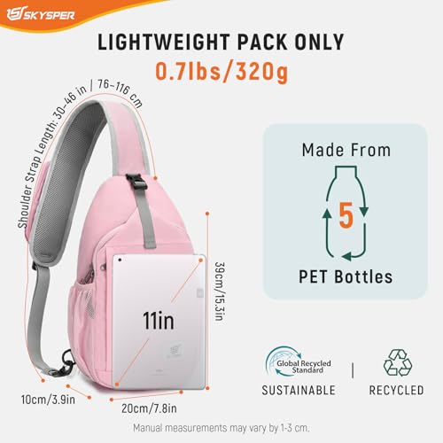 Image of SKYSPER Sling Bag RFID Cross Body Bag Recycled Crossbody Backpack Travel Daypack