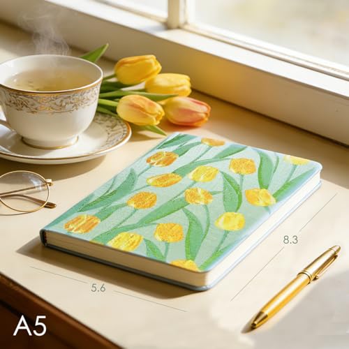 Carnet de notes fleur motif tulipe format A5 à pages blanches pour le dessin