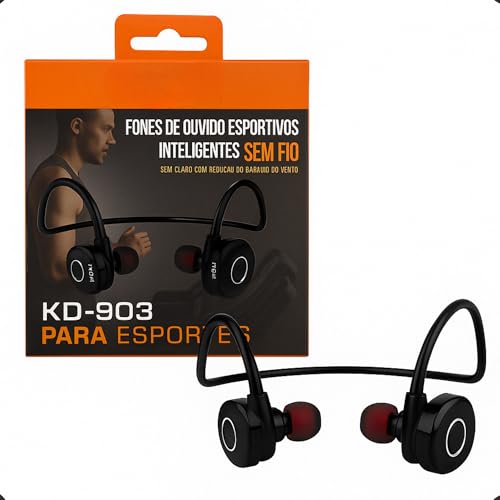 Fone de Ouvido Esportivo Bluetooth, Sem Fio, Resistente ao Suor, ...