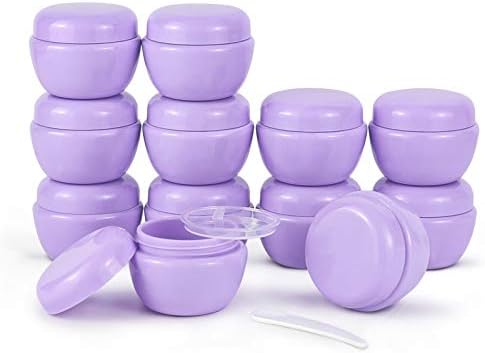 LONGWAY 1 Oz (30ML) Little Plastic Jars with Lids and Inner Liners | Empty Lotion Containers/Travel Cream Containers - for Salves,Lotions and Creams, Cosmetic Jars & BPA Free (Pack of 12, Purple)