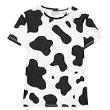 Cosplaya Adult Womens Cow Print Costume Shirt - Sexy Tee Tshirt Men Women Teens Cosplay Halloween Costumes, M White