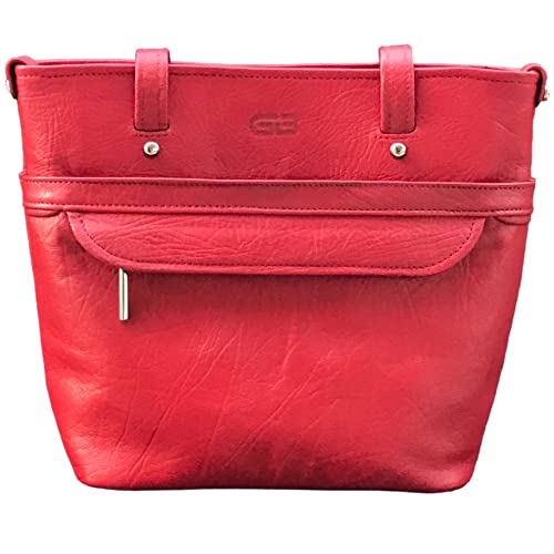 Sac à bandoulière en cuir de chèvre femme rouge petit format
