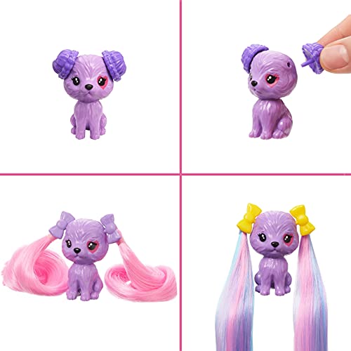 Barbie HBG39 - Color Reveal Cupcake Haarwechsel Puppe, Glitzerpink Spielset mit 25 Überraschungen rund um Haarstyling und Party, Spielzeug ab 3 Jahren – Bild 5