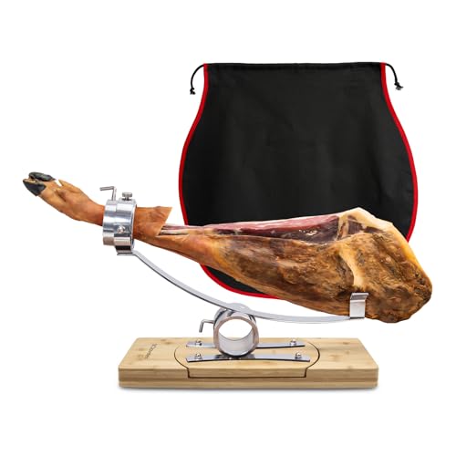Soporte Jamonero Basculante Profesional con Cabezal Giratorio en Acero Inoxidable (3C Bambu 360º)