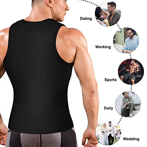 Men Sports Compression Shirt Shapewear Body Shaper Vest To Build Muscle Shape (Black Compression Tops, 4Xl) #TOP2