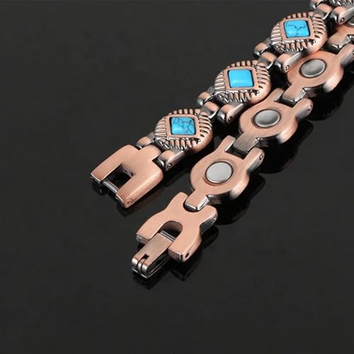 Image of Copper Bracelet for Women 99.9% Pure Copper Crystal Bracelets Link Chain Charm Jewelry Present 3500 Gauss with Adjustment Tool