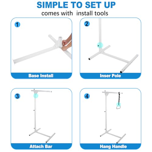 POPMOON Bed Trapeze Bar,Heavy Duty Steel,Trapeze Bar for Bed Mobility,Load Capacity 330 LBS,Free Standing Trapeze Bar Adjustable Height,Suitable for Hospital, Bedroom Bed Mobile Pull Up Aid