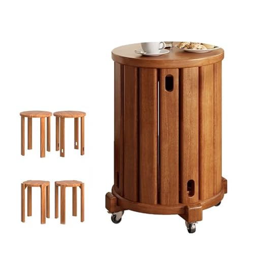 Taburetes redondos de madera, apilables, no requiere montaje, alternativa versátil al lateral, mesita de noche, mesa de café