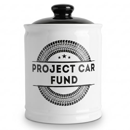 Cottage Creek Jars | Project Car Fund Piggy Bank | Car Accessories Ceramic Jar for Office & Home Decor | Gifts for Men, Dad, Boyfriend, Teens, Women, Friends, Mens Gifts for Father's Day