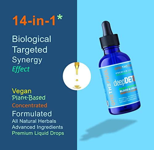 Deepdetox 2Oz. Plant-Based Colon Intestinal Gut Liver Cleanse Detox Support. Purify Blood Skin 100% Natural Herbal Fibers Diet Weight Loss Supplement. Pure Vegan Fast Absorb Tincture Liquid #TOP1