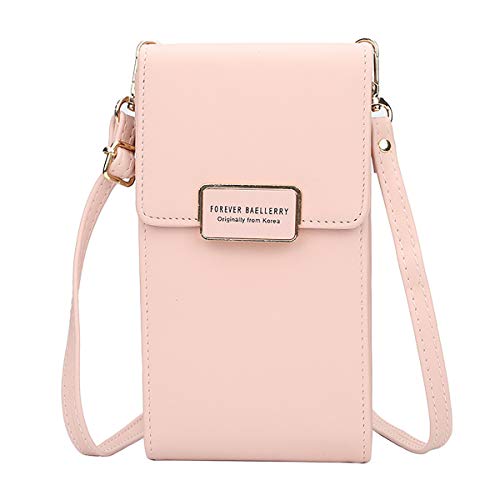 MNEUSHOP Damen Leder Handy Crossbody Umhngetasche Kleine Clutch brse Mnztasche Kreditkartenhalter Proket mit verstellbarem Riemen Halten Smartphone brse Cover