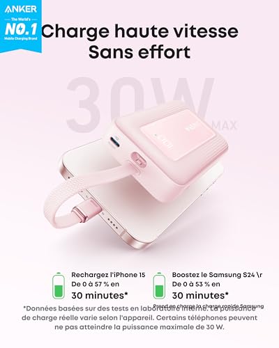 Anker Zolo Power Bank Batterie Externe Haute Vitesse 10 000 mAh Câble USB C Intégré 1 Port USB C 1 Port USB A - vue 4