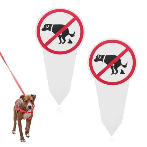 BAHME 2 Pcs Déjection Canine Interdite, 30 x 15 cm Panneau Anti Crotte de Chien, Panneau Interdit Aux Chiens de Faire Caca pour Jardin Pelouse Parc,...