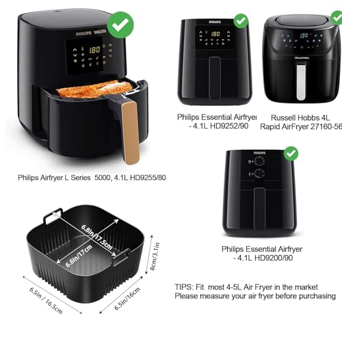 YUNYU 2Pack Silicone Air Fryer Liners, Reusable Air Fryer Accessories for 4L Models, Non-Stick Greaseproof Baking Pads, Compatible with Philips HD9252/HD9200/HD9255