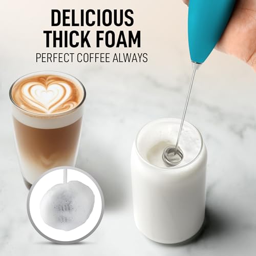 Image of Zulay Powerful Milk Frother for Coffee with Upgraded Titanium Motor - Handheld Electric Whisk, Milk Foamer, Mini Mixer & Coffee Blender for Frappe, Latte, Matcha, No Stand - Ocean Blue