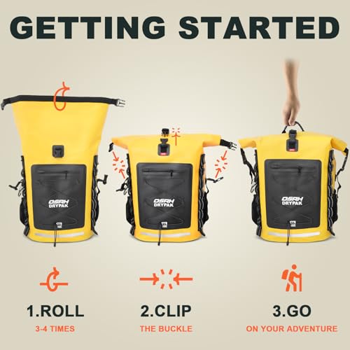 Image of OSAH DRYPAK Waterproof Backpack Dry Bag 25L /35L /55L /85L - Heavy Duty Roll-Top Hiking Backpack Sack Keeps Gear Dry for Travel, Kayaking, Boating, Camping, Rafting and Fishing