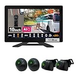 Broadwatch パノラマ360°ビューモニター AI搭載 車載 3D360°カメラ 前後左右 7インチ AHD 超広角 ガイドライン 防水 防塵 夜間撮影 分割表示 駐車監視 国内サポート（モニター/カメラ×4/ケーブル） 普通車 12V対応