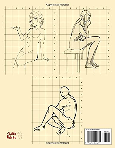 How to Draw Poses - Figure Drawing Sketchbook - How to Draw People: Sketching People - How to Draw Body - Drawing Poses - How to Draw The Human Figure - 58 Sketches with Grid Lines for Left-Handed - Image 2