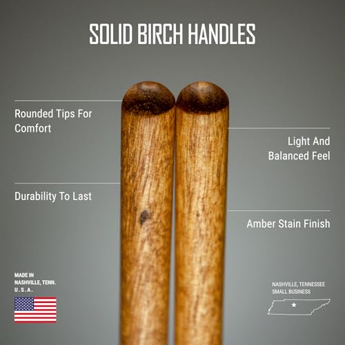 Image of Timber Drum Co. Bell /Glockenspiel Mallets - MADE IN U.S.A. Percussion | Sticks For Orchestral Bells, Bell Tree, Crotales - Solid Brass with Solid Birch Handles, 15.25 inch
