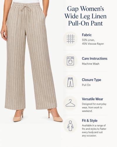 Image of Gap Womens Wide Leg Linen Pull on Pant