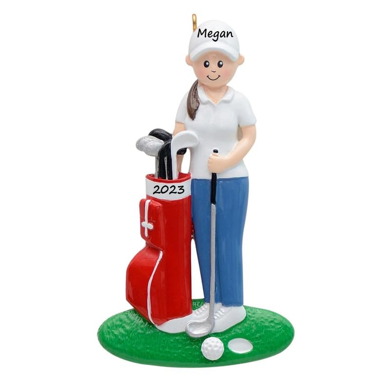 Personalized Golf Christmas Ornament 2024, Golf Ornaments, Golfer Girl and Red Golf Bag Ornament, Custom Sport Ornament, Golfer Player Ornament - Gifts for Golf Player, Golf Lover, Golf Club Keepsake