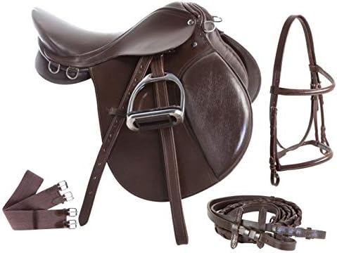 Acerugs Premium Eventing Brown Leather Show Jumping English Horse Saddle TACK Set