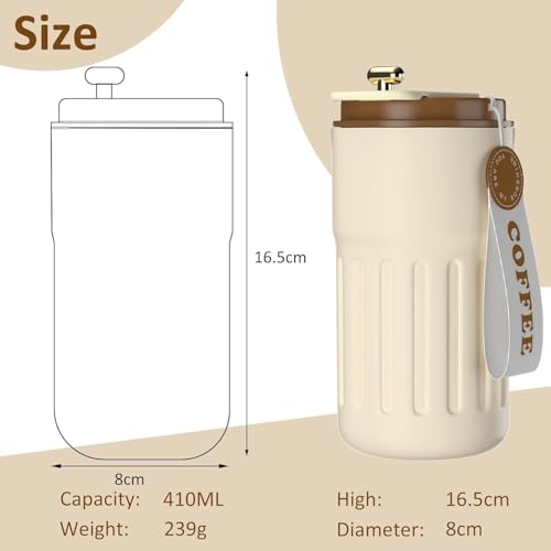 Image of Smart Temperature Coffee Mug | 410ml 316 Steel Insulated Travel Cup | Leak-Proof Lid, Digital Display, Hot & Cold Thermos for Office, Home & Car