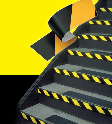 3M Gefahren-Markierungs-Klebeband 766i, Gestreiftes Warnband zur Boden- und Sicherheitsmarkierung mit PVC-Träger in Schwarz-Gelb, 50mm x 30m, 0,13mm