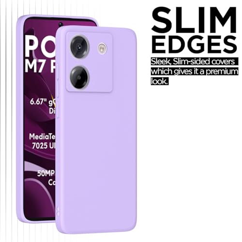 Image of Outlouders Back Cover for Poco M7 Pro 5G | Camera Protection | Durable Soft Matte Silicone Bumper Case (Purple)