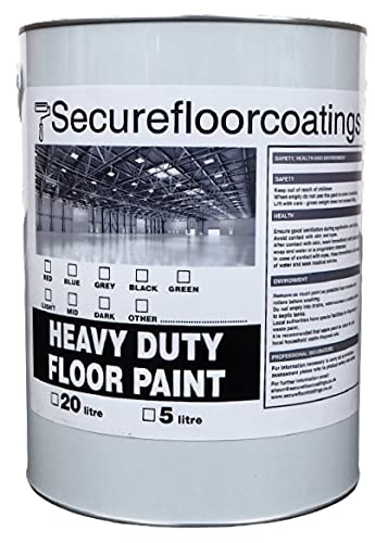 Secure Floor Coatings 5L Heavy duty Paint suitable for Concrete floors, Wood, Metal For Driveways, Sheds, Warehouses (Mid Grey)