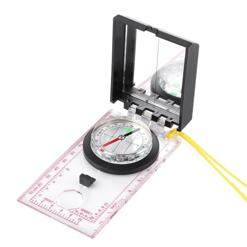 Brújula multifuncional portátil con espejo y cordón para camping miniatura 6