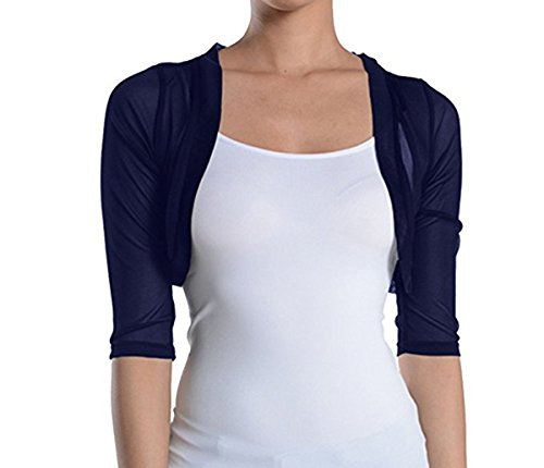 Image of Fashion Secrets Junior`s Sheer Chiffon Bolero Shrug Jacket Cardigan 3 /4 Sleeve