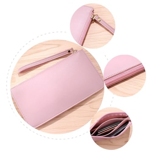 Card Holder Large Capacity Simple Solid Color Long Wallets PU Coin Purse Women (black)4