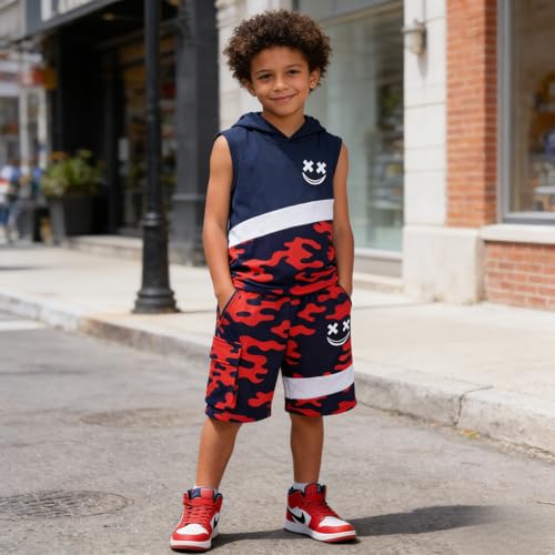 Image of Boys Clothes 2 Piece Size 6-13Y Short Sleeve T-Shirt & Shorts Set Casual Kids Boys Spring Summer Outfits