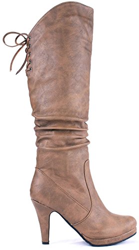 Top Moda Win40 Sexy Slouch Lace-Up Platform Stiletto Knee High Boots