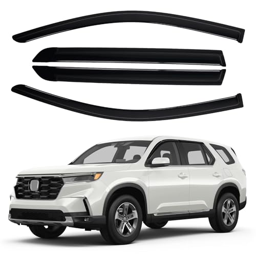 Image of Canvcle Window Visors Rain Guards for 2023-2025 2026 Honda Pilot LX Sport EX-L TrailSport Touring Elite Accessories, Outside-Mount Tape-On Side Window Wind Deflectors Vent Visors Shades Rainproof 4PCS