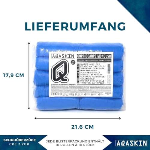 AQASKIN Beständige Einweg-Überschuhe 3,2 g – Einweg-CPE-Schuhe – PSA – Persönliche Schutzausrüstung – Haushaltsreinigung – Gartenarbeit – Farbe BLAU