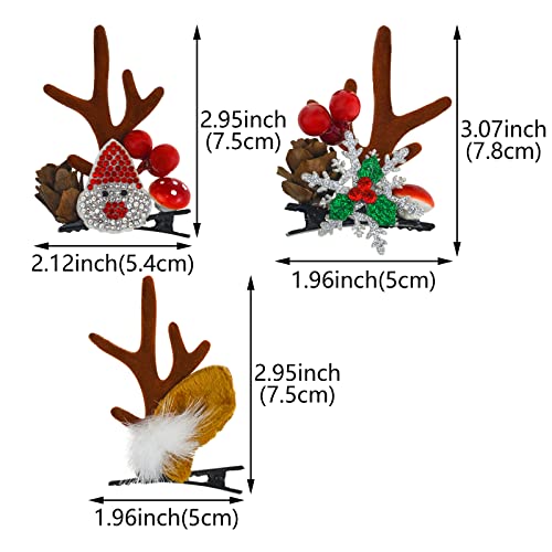 2 Pares de Pinzas para el Pelo de Navidad con Cuernos de Reno, Clips de Cocodrilo con Orejas de Ciervo, Accesorios para Mujeres miniatura 2