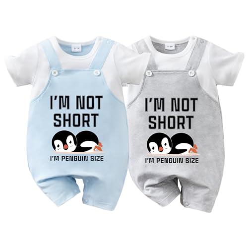 Image of IURNXB Newborns Trendy Cute Penguin Graphic Romper Short Sleeve Baby jumpsuit