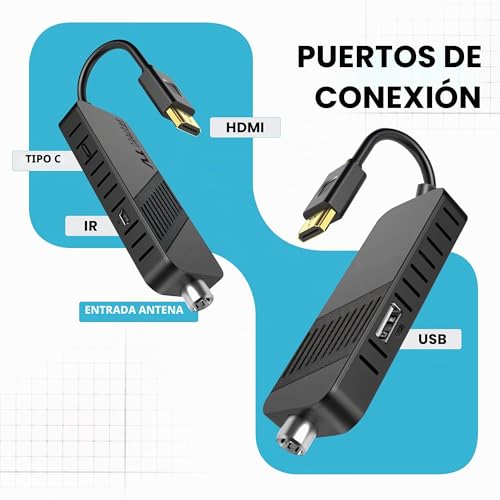 Miniatura 7 de Hd-Line Decodificador Digital Terrestre Dvb-T2 2024, Full Hd 1080p, Mando A Distancia Bluetooth, Oculto Detrás De La Tv, Pantalla Digital, H265 Hevc 10 Bits