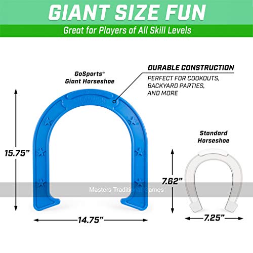 Image of GoSports Giant Horseshoes Set - Made from Durable Plastic with Wooden Stakes