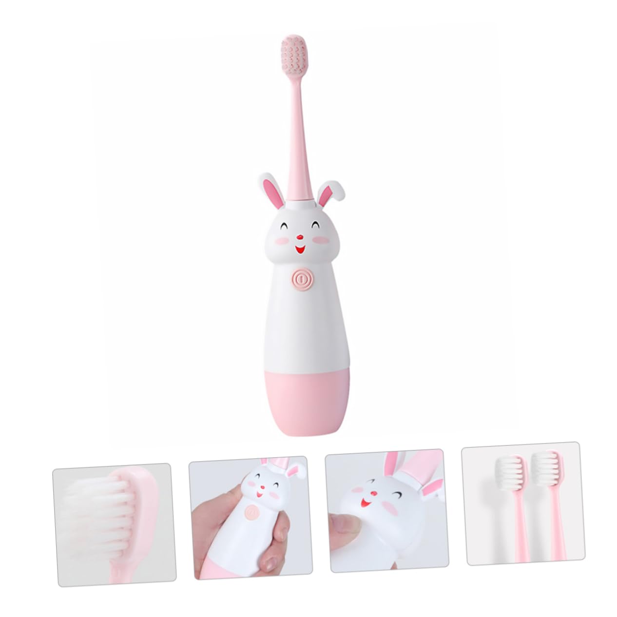Gatuida 3 Juegos Cepillo Eléctrico Infantil Sónico Rosa Cabezal con Cerdas Suaves para Bebés Diseño de Dibujos Animados Recambios para Niñas