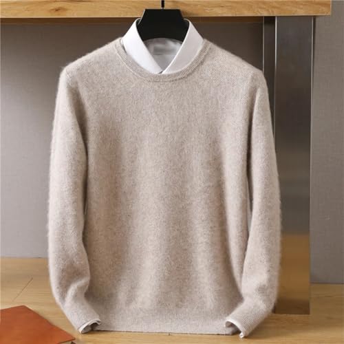 Autumn and Winter Men's Round Neck Solid Color Knitted Pullover Sweater Casual Business Cashmere Sweater4