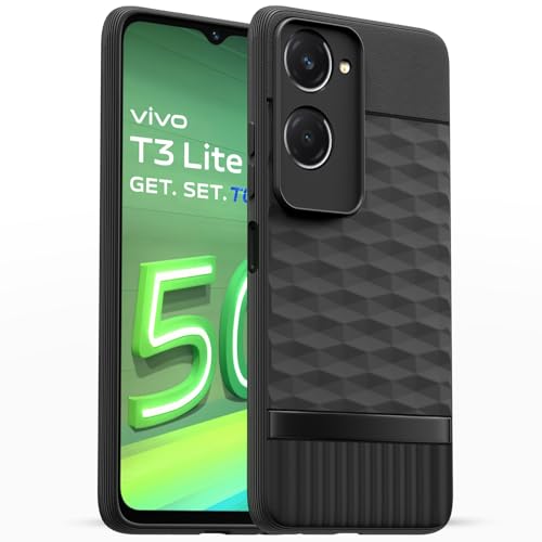Image of Outlouders Bumper Case for iQOO Z9 Lite 5G / Vivo T3 Lite 5G / Vivo Y18 / Y18e / Y03 | Full Camera Protection | TPU Soft Flexible Shockproof Back Cover (Black)