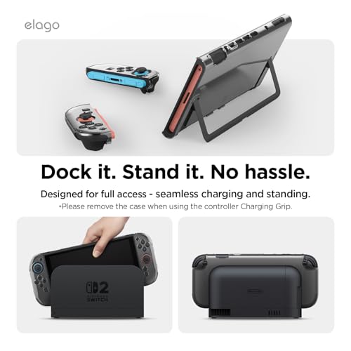 Image of elago Clear PC Case for Nintendo Switch 2 | Slim, Hard PC Shell Cover, Shock Resistant, Full Body Protective Cover, Comfortable Grip, Anti-Scratch (Transparent)