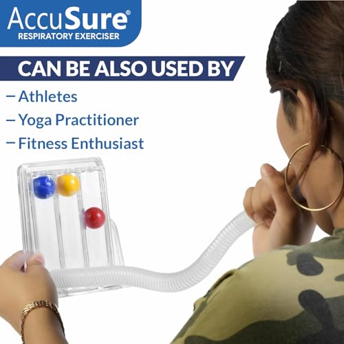 Image of AccuSure 3 Ball Spirometer | Lung Exerciser | Respiratory Exerciser | Breathing Exercise | Respirometer | Breath Measurement System | Deep Breathing Lung Exerciser | Washable, Hygienic & Detachable